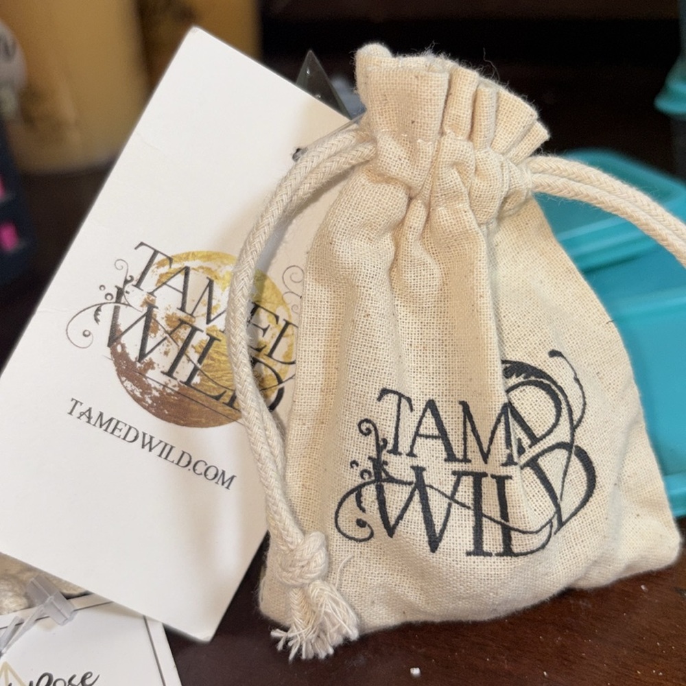 Tamed Wild Natural Garnet Stone With Information Card & Cinch Logo Bag